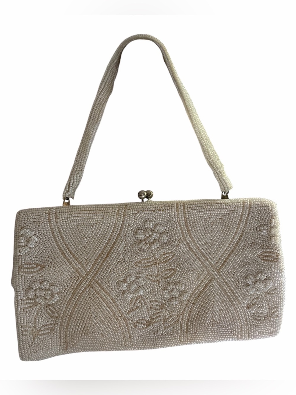 1950’s Richere Bag by Walborg Ivory Floral Beaded Evening Bag